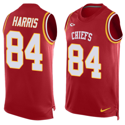 Men's Limited Demetrius Harris Nike Jersey Red - #84 Player Name & Number Tank Top NFL Kansas City Chiefs